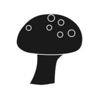 cogumelo ilustração vetorial ícone fungo preto sólido. natureza arte planta isolado branco e símbolo de doodle de design de floresta vetor