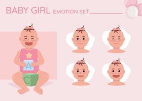 conjunto de emoções de personagens de cores semi planas de bebê alegre vetor