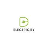 letra d design de logotipo de vetor de plugue de eletricidade. design de logotipo de energia, design de logotipo de ações