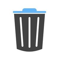 ícone azul e preto do glifo do caixote do lixo vetor