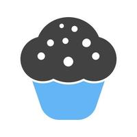 ícone de glifo de cupcake de chocolate azul e preto vetor