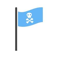 bandeira pirata eu glifo ícone azul e preto vetor