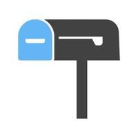 ícone azul e preto do glifo da caixa de correio vetor