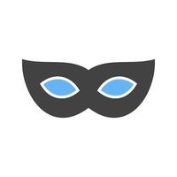 máscara de olho glifo ícone azul e preto vetor
