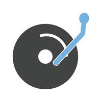 ícone azul e preto do glifo do leitor de disco vetor