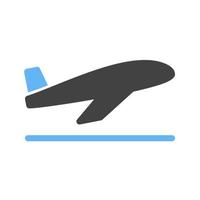 ícone azul e preto do glifo do avião vetor