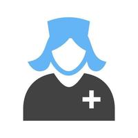 ícone azul e preto do glifo de enfermeira vetor