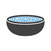 glifo de sopa de pão ícone azul e preto vetor