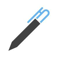 caneta-tinteiro glifo ícone azul e preto vetor