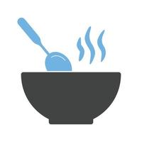 ícone azul e preto do glifo de comida quente vetor