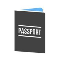 ícone azul e preto do glifo do passaporte vetor