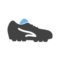 sapatos de futebol glifo ícone azul e preto vetor