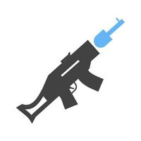 ícone azul e preto de glifo de arma vetor