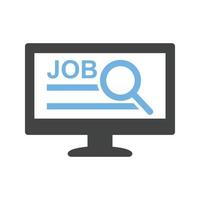 glifo de anúncio de emprego online ícone azul e preto vetor