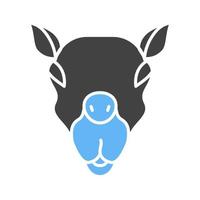 ícone azul e preto do glifo de cara de camelo vetor