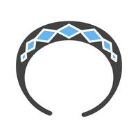 faixa de cabelo glifo ícone azul e preto vetor
