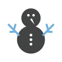 ícone azul e preto do glifo do boneco de neve vetor