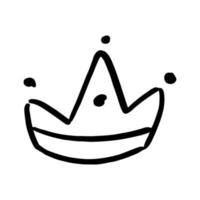 mão desenhada coroa vector doodle rainha símbolo. luxo esboço arte real ícone rei e majestosa tiara monarca sinal. ilustração de linha do reino monarca e elemento preto de desenho de joias isoladas
