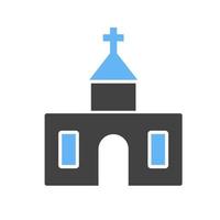 ícone azul e preto do glifo da igreja vetor