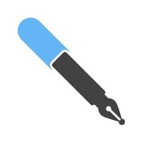 caneta-tinteiro glifo ícone azul e preto