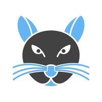 ícone azul e preto do glifo de cara de gato vetor