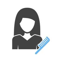 ícone de glifo de cabelo de mulher azul e preto vetor