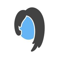 ícone azul e preto de glifo de cabelo comprido vetor