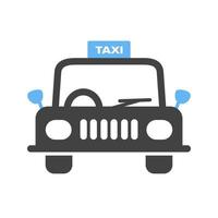 ícone de glifo de táxi azul e preto vetor