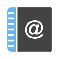 ícone azul e preto do glifo de contato online vetor