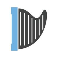 harpa glifo ícone azul e preto vetor