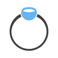 anel glifo ícone azul e preto vetor