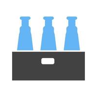 pacote de cervejas glifo ícone azul e preto vetor