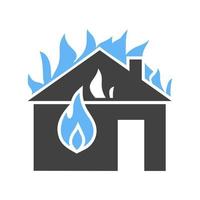 ícone azul e preto do glifo da casa consumidora de fogo vetor