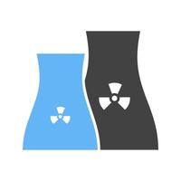 ícone azul e preto do glifo da usina nuclear vetor