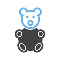 ícone azul e preto de glifo de urso de pelúcia vetor