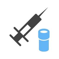 ícone azul e preto do glifo de vacina vetor