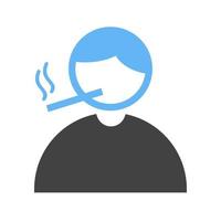 fumar glifo ícone azul e preto vetor