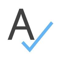 ícone de glifo de verificação ortográfica azul e preto vetor