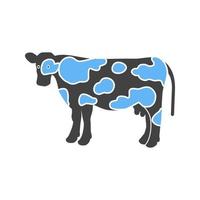 ícone azul e preto do glifo de vaca vetor