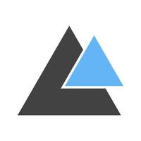 dois triângulos glifo ícone azul e preto vetor