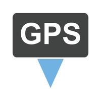 gps ii glifo azul e preto ícone vetor