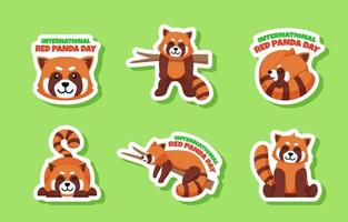 modelo de adesivo de dia internacional do panda vermelho vetor