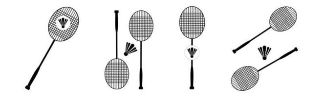 raquetes de badminton, logotipo de clube de silhueta de ícone vetorial, vetor de ícone de logotipo de badminton de galo em fundo branco