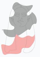 mulher mínima com pôster de rosto, estilo de desenho de uma linha desenhada à mão vetor