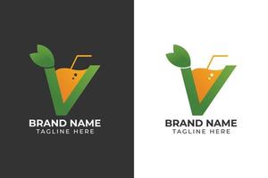 design de modelo de suco de bebida de logotipo vetor