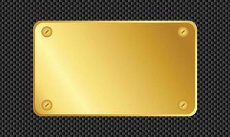 placa de metal dourado com design de modelo de fundo de carbono vetor