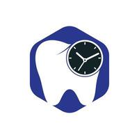 modelo de design de logotipo de vetor de tempo odontológico. design de ícone de dente e relógio humano.