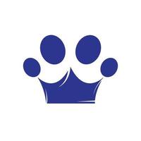 design de logotipo de vetor de pet shop do reino. símbolo da pata com ilustração vetorial de logotipo de coroa.