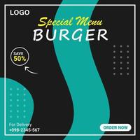 modelo de postagem de hambúrguer nas redes sociais vetor