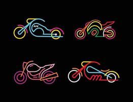 quatro motocicletas neon vetor